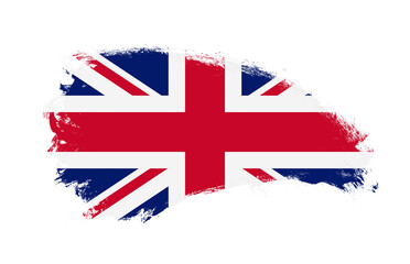 National flag of United Kingdom painted with stroke brush on isolated white