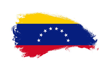 National flag of Venezuela painted with stroke brush on isolated white
