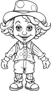 clown drawing, line drawing coloring page for kids, ready-made print