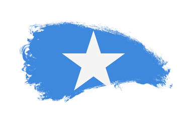 National flag of Somalia painted with stroke brush on isolated white