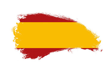 Obraz premium National flag of Spain painted with stroke brush on isolated white
