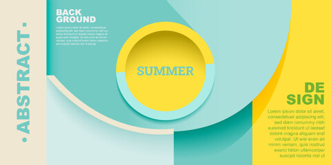 Colorful Summer background layout banners design. Template 3D product display cylindrical shape. Horizontal poster, greeting card, header website sale ad promotion.