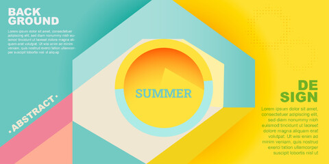 Colorful Summer background layout banners design. Template 3D product display cylindrical shape. Horizontal poster, greeting card, header website sale ad promotion.