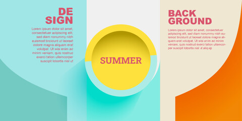 Colorful Summer background layout banners design. Template 3D product display cylindrical shape. Horizontal poster, greeting card, header website sale ad promotion.