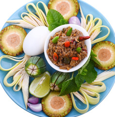 Fermented fried freshwater bream called Daging Pekasam in a plate on table. A traditional food in Malaysia. Marinade the fish in salt and covered it with rice powder for several weeks.transparent png