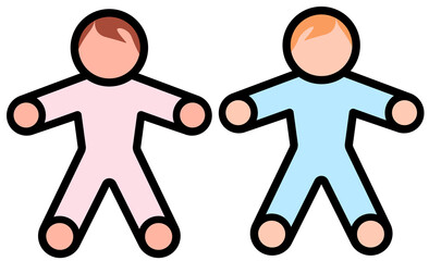 Modern Female and Male baby icon isolated