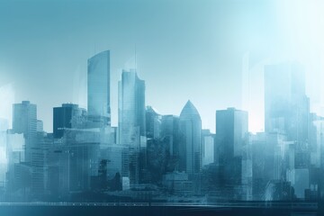 Fototapeta na wymiar blue large modern city silhouette