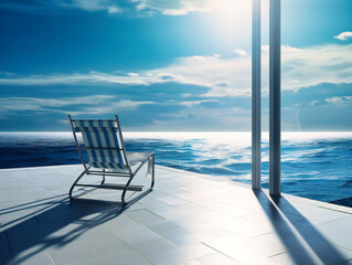 Fototapeta na wymiar a view into the ocean from a patio chair