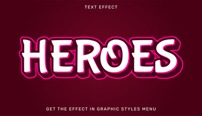 Heroes editable text effect with 3d style. Text emblem for advertising, branding, business logo