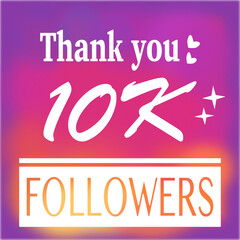 Thank you 10,000 or 10k followers text and white hearts banner social media post.
