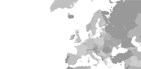 Fototapeta na wymiar Europe map vector with country borders, vector 10 eps.