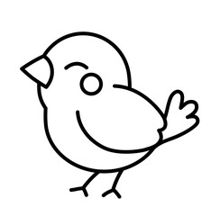 Cute bird gnome garden cartoon outline icon
