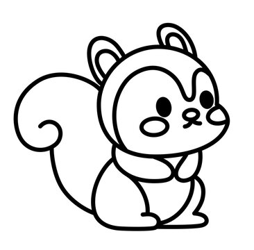 recommend clip art: Cute squirrel gnome garden cartoon outline icon