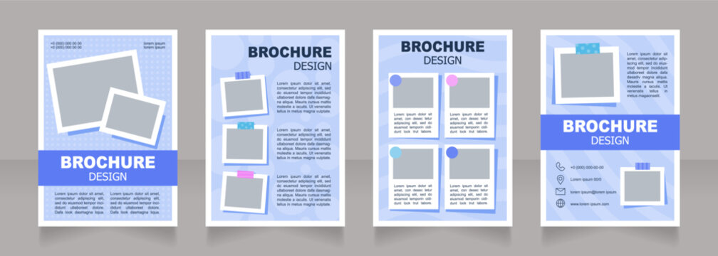 Nursery service program blank brochure design. Children care. Template set with copy space for text. Premade corporate reports collection. Editable 4 paper pages. Arial, Tahoma fonts used