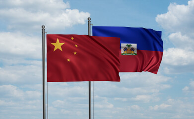 Haiti and China flag