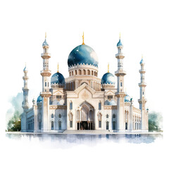Fototapeta na wymiar Taj mahal, mosque, watercolor, PNG background