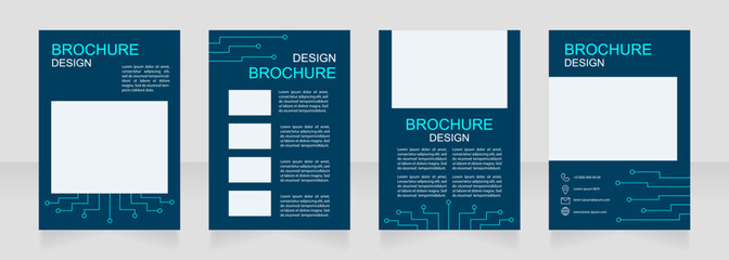 Using equipment for building system blank brochure design. Template set with copy space for text. Premade corporate reports collection. Editable 4 paper pages. Arial, Myriad Pro fonts used - obrazy, fototapety, plakaty