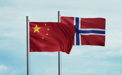 Norway and China flag