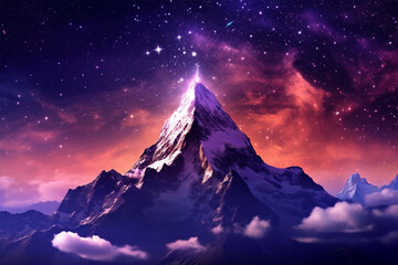 Fototapeta na wymiar Generative AI. the background of a tall mountain full of stars at night