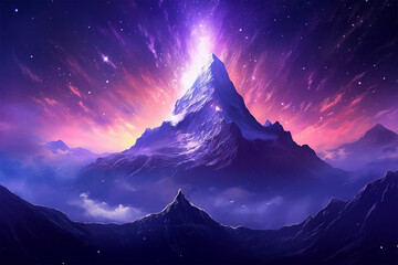 Fototapeta na wymiar Generative AI. the background of a tall mountain full of stars at night