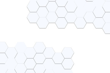 Obraz na płótnie Canvas hexagonal abstract art pattern white and shadow Arrange in rows and spaces. white background. background graphic modern futuristic