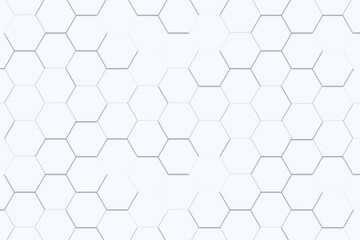 hexagonal abstract art pattern white and shadow Arrange in rows and spaces. white background. background graphic modern futuristic