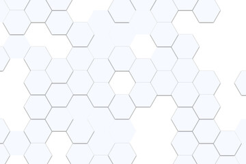 Fototapeta premium hexagonal abstract art pattern white and shadow Arrange in rows and spaces. white background. background graphic modern futuristic