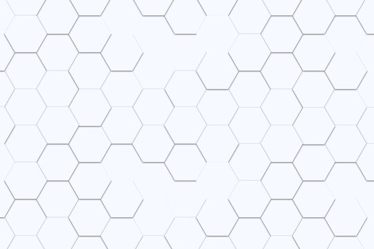 hexagonal abstract art pattern white and shadow Arrange in rows and spaces. white background. background graphic modern futuristic