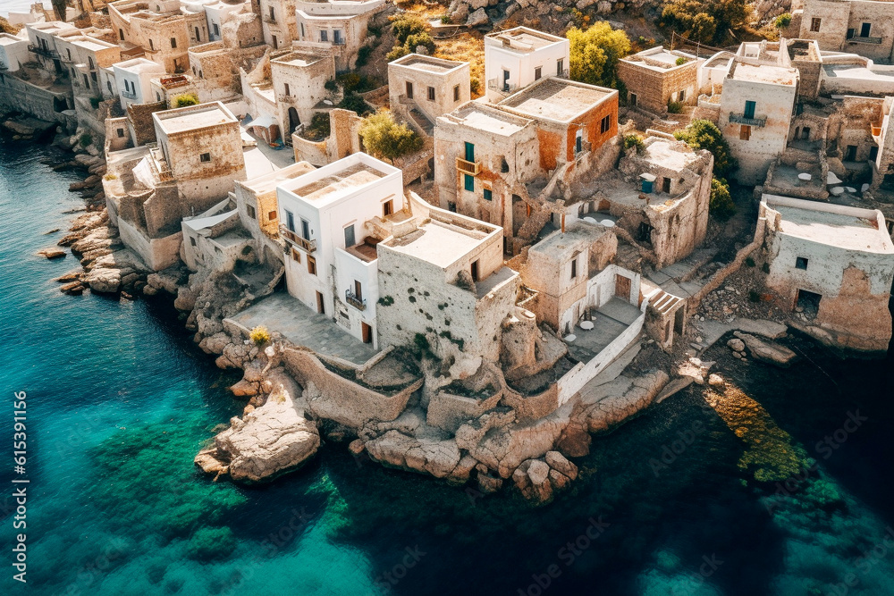 Wall mural Greek islands near Hydra and Poros from the view of DJI Mini 3 Pro