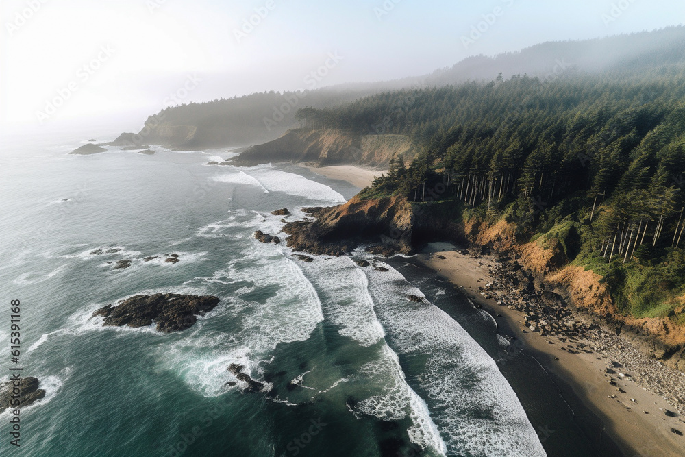 Sticker oregon coast at sunset from the view of the dji mini 3 pro