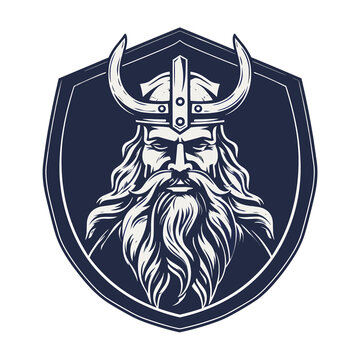 Viking face vector illustration template.