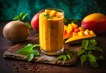 smoothie containing fresh mango