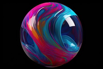 Swoosh of colors - Liquid colors swoosh in a transparent orb