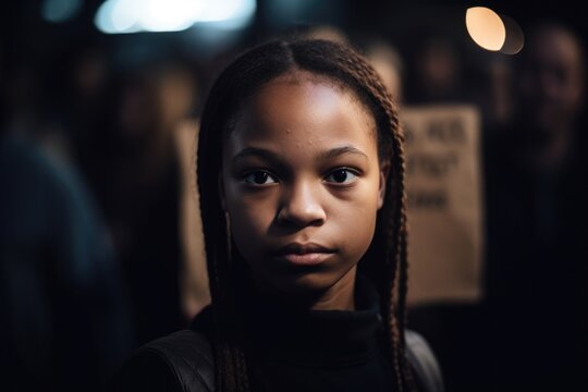 Shot Of A Young Woman Holding Up A Sign At A Protest, Created With Generative Ai