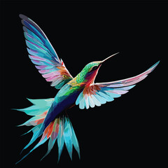 Obraz premium Vector illustration of colorful maple hummingbird vector isolated smooth gradient