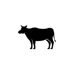 simple cow icon illustration, cow silhouette logo design