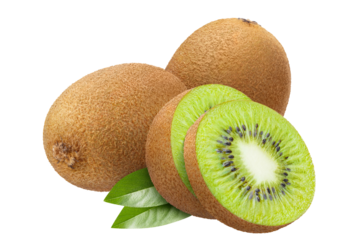 Delicious ripe kiwi fruits cut out