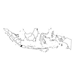 Vector map of the province of Banten highlighted highlighted in black on the map of Indonesia.