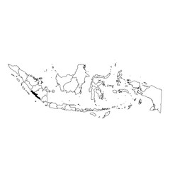 Vector map of the province of Bengkulu highlighted highlighted in black on the map of Indonesia.