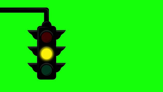 traffic light red yellow green street light stop slowly and walk zebra crossing animation