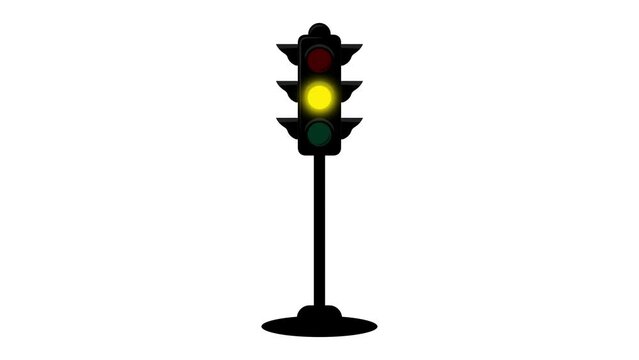traffic light red yellow green street light stop slowly and walk zebra crossing animation