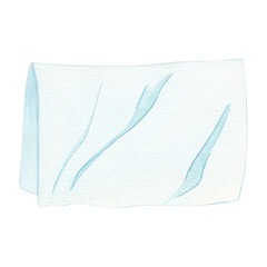 Laundry. Bed linen towel. Watercolor illustration on a white background. Hand drawn. For postcards
