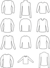 Set of blank long sleeve shirt mockup illustration