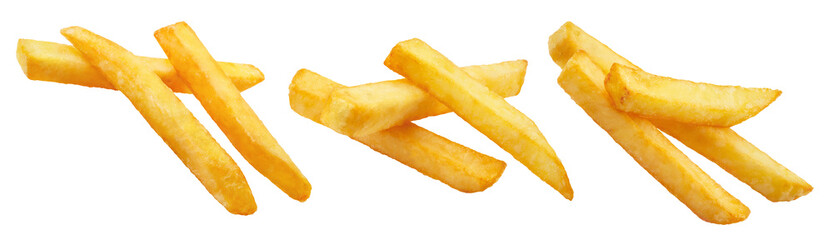 Set of delicious potato fries, cut out