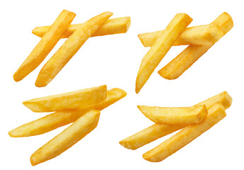 Set of delicious potato fries, cut out