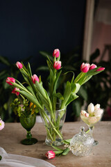Beautiful tulip bouquet on the table