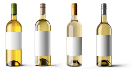 Set of Bordolese - bottle of white wine isolated on transparent background 
