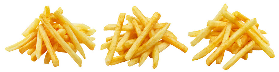 Set of delicious potato fries, cut out
