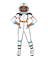 cute girl astronaut in a spacesuit