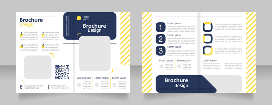 Digital Technology Bifold Brochure Template Design. Half Fold Booklet Mockup Set With Copy Space For Text. Editable 2 Paper Page Leaflets. Secular One Regular, Rajdhani-Semibold, Arial Fonts Used